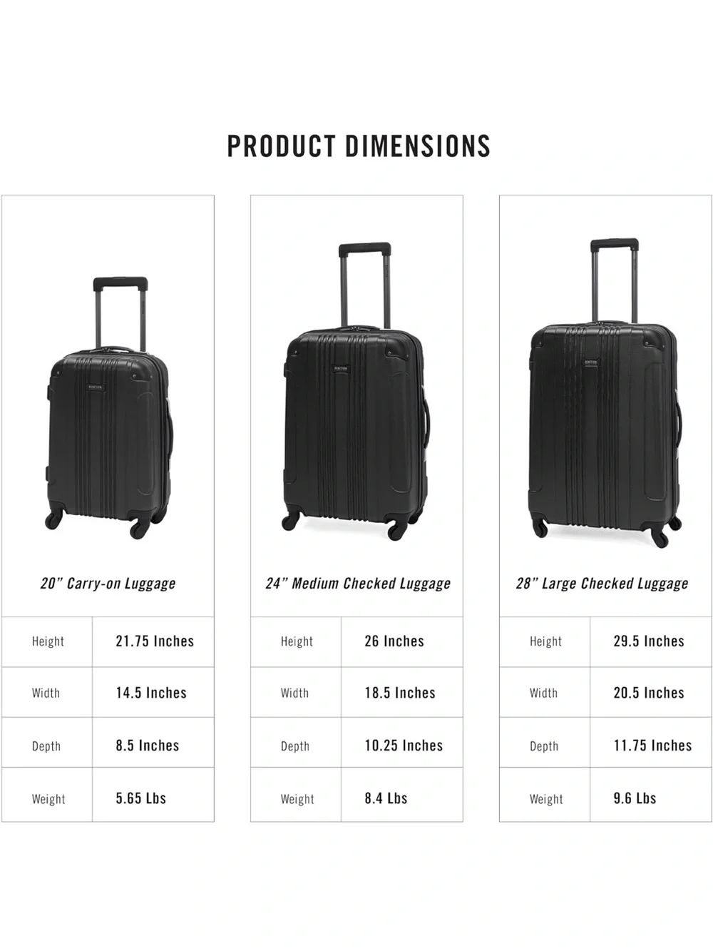 Kenneth Cole REACTION “Out of Bounds” hardshell 4wheel luggage (3 piece set)